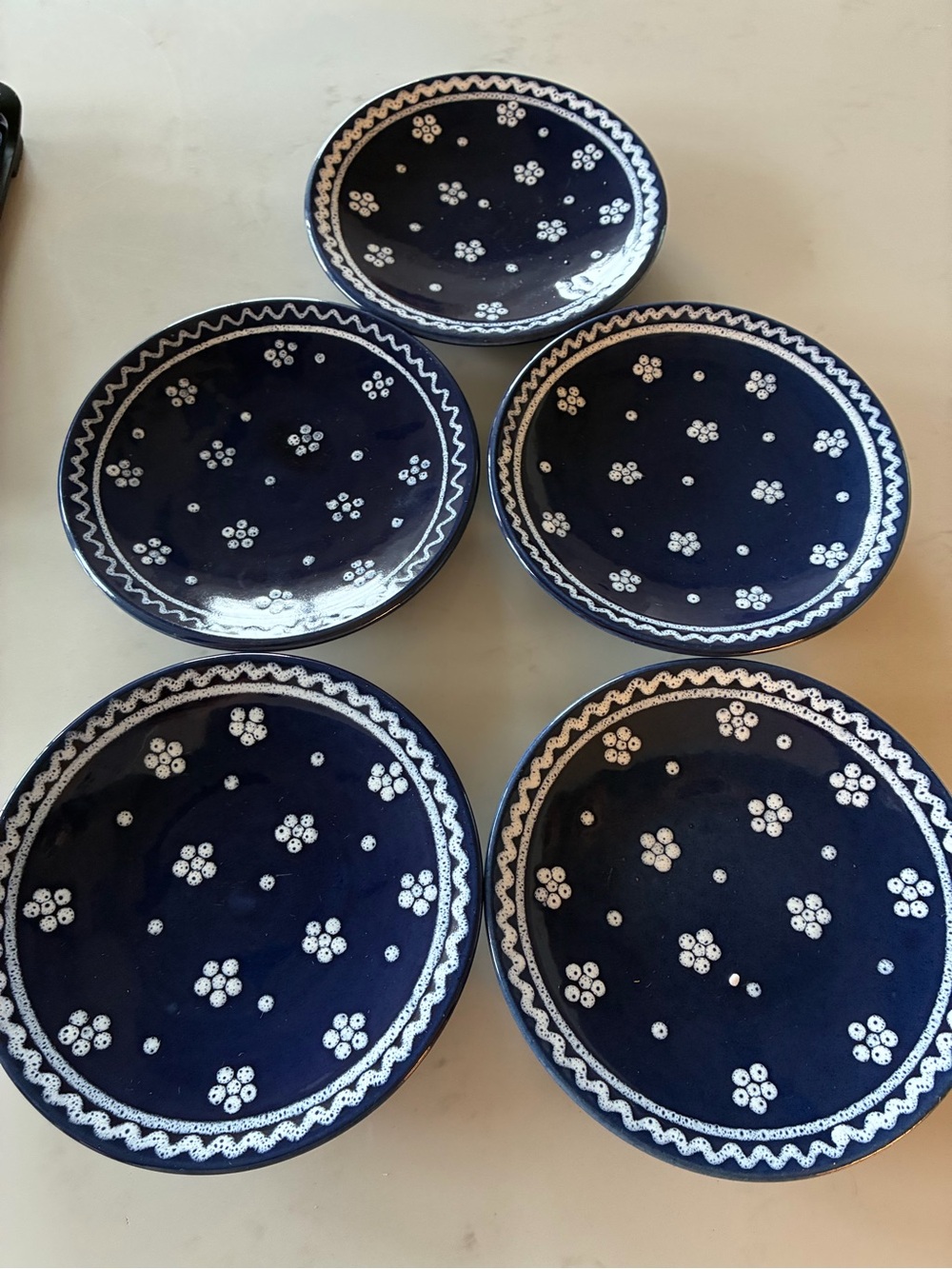 Vintage cobalt blue ceramic plates by Gmundner Keramik from Austria.